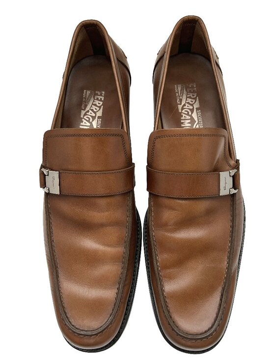 $995 Salvatore Ferragamo Mens PREGIATO Gancini Silver Bit Shoes Loafers 10.5 D